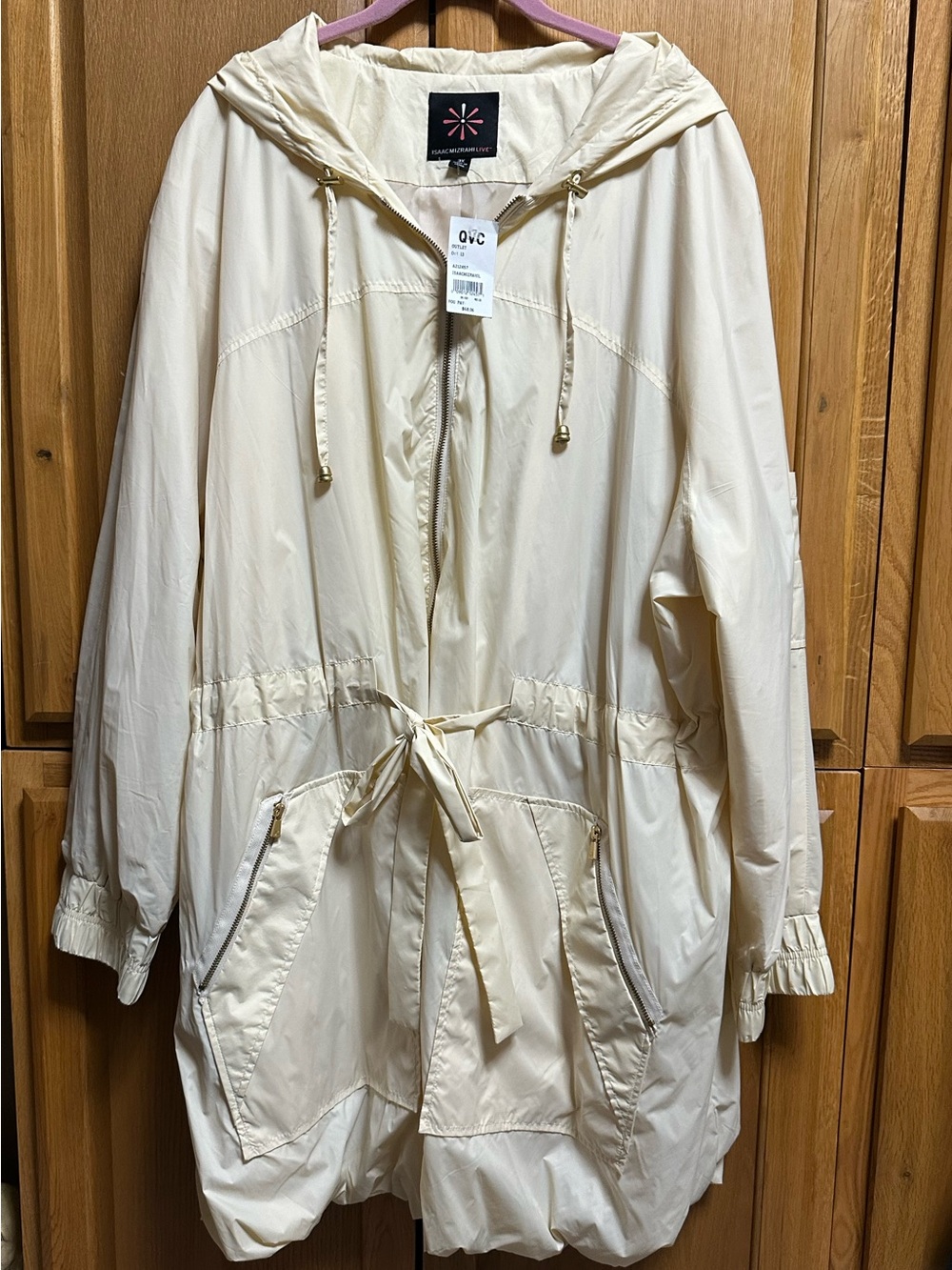 Isaac Mizrahi Live Lightweight Cream Hooded Anorak Jacket - New With Tag
